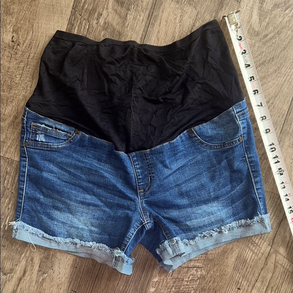Maternity Denim Shorts with Black Overband